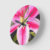 Heet roze lelie Tenerife pop art waterverf bloem Ronde Klok (Hoek)