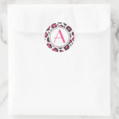 Heet Roze Leopard Print Monogram Sticker (Tas)