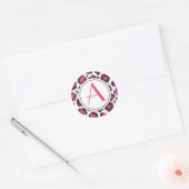 Heet Roze Leopard Print Monogram Sticker (Envelop)