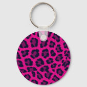 Heet Roze Leopard Print Sleutelhanger (Voorkant)