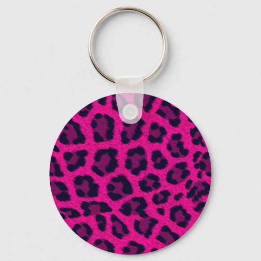 Heet Roze Leopard Print Sleutelhanger (Voorkant)