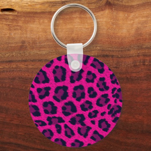 Heet Roze Leopard Print Sleutelhanger (Voorkant)