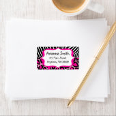 Heet Roze Leopard Zebra Print Adresetiketten Etiket (Insitu)