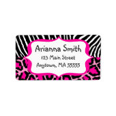 Heet Roze Leopard Zebra Print Adresetiketten Etiket (Voorkant)