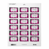 Heet Roze Leopard Zebra Print Adresetiketten Etiket (Full Sheet)
