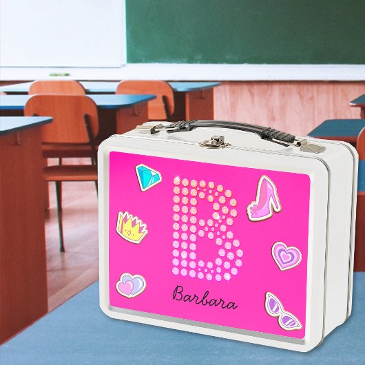 Heet roze letter B monogram meisjes terug naar sch