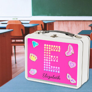 Heet Roze Letter E Monogram Meisjesachtig Terug na