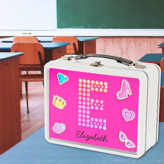 Heet Roze Letter E Monogram Meisjesachtig Terug na