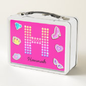Heet Roze Letter H Monogram Meisjesachtig Terug na (Achterkant)