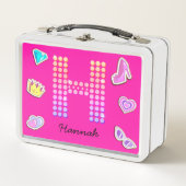 Heet Roze Letter H Monogram Meisjesachtig Terug na (Voorkant)