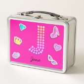 Heet roze letter J monogram meisjesachtige terug n (Voorkant)