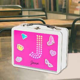 Heet roze letter J monogram meisjesachtige terug n