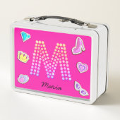 Heet Roze Letter M Monogram Meisjesachtig Terug na (Achterkant)