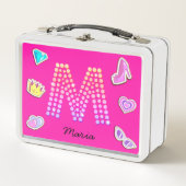 Heet Roze Letter M Monogram Meisjesachtig Terug na (Voorkant)