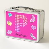 Heet Roze Letter P Monogram Meisjesachtig Terug na (Achterkant)