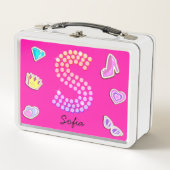 Heet Roze Letter S Monogram Meisjesachtig Terug na (Voorkant)