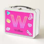 Heet Roze Letter W Monogram Meisjesachtig Terug na (Voorkant)