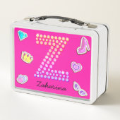 Heet Roze Letter Z Monogram Meisjesachtige Rugzak (Achterkant)