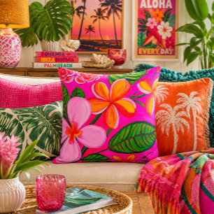 Heet Roze Levendig Tropisch Plumeria Pop Kussen