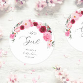 Heet roze levendige bloemen Het is een meisje Baby Ronde Kartonnen Onderzetter