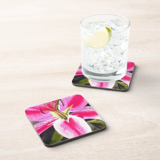 Heet roze lib Tenerife pop art waterverf Drankjes Onderzetter (Rechterzijde)