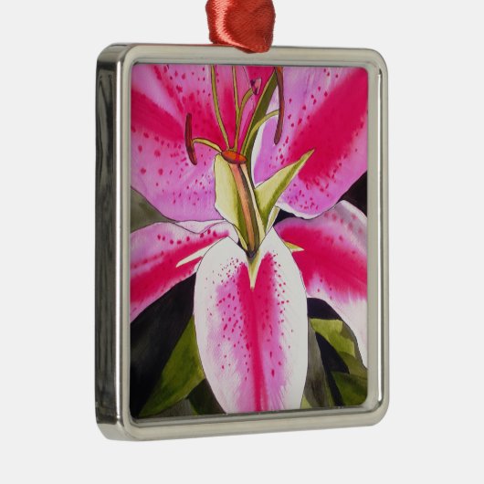 Heet roze lib Tenerife pop art waterverf Metalen Ornament (Rechts)