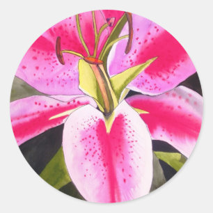 Heet roze lib Tenerife pop art waterverf Ronde Sticker
