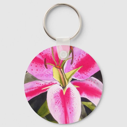 Heet roze lib Tenerife pop art waterverf Sleutelhanger (Voorkant)