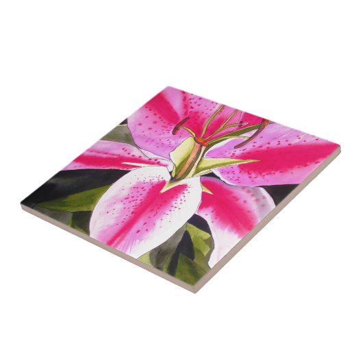 Heet roze lib Tenerife pop art waterverf Tegeltje (Zijkant)