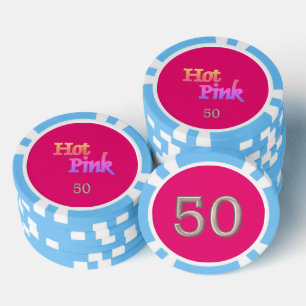 Heet Roze licht blauw 50 gestreepte poker chip
