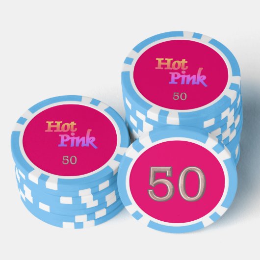 Heet Roze licht blauw 50 gestreepte poker chip (Opstapeling)