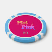 Heet Roze licht blauw 50 gestreepte poker chip (Enkel)