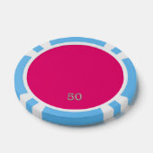 Heet Roze licht blauw 50 gestreepte poker chip (Enkel)