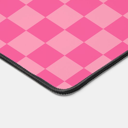 Heet Roze Licht Roze Checker Patroon Desk Mat (Hoek)