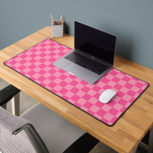 Heet Roze Licht Roze Checker Patroon Desk Mat