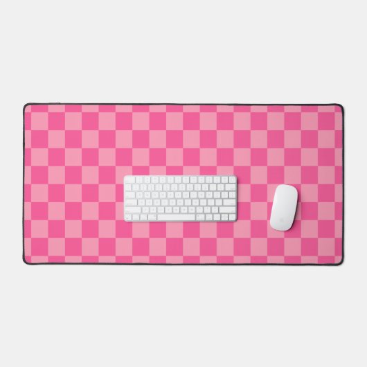 Heet Roze Licht Roze Checker Patroon Desk Mat (Keyboard & Muis)