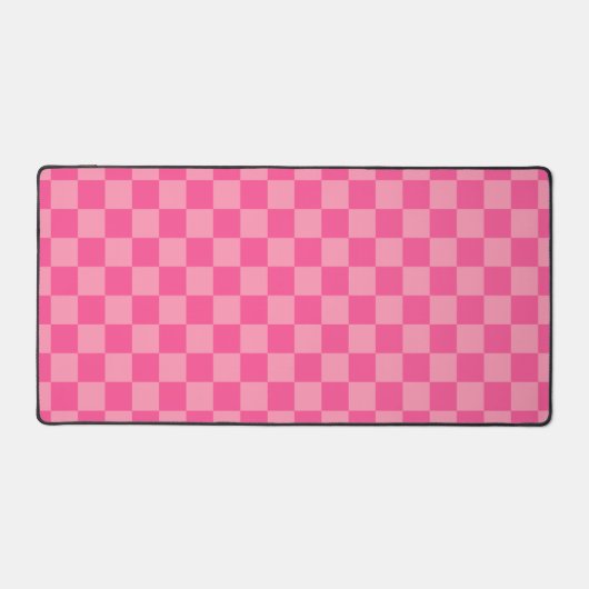 Heet Roze Licht Roze Checker Patroon Desk Mat (Voorkant)