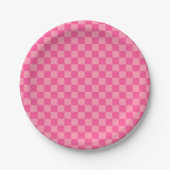 Heet Roze Licht Roze Checker Patroon Papieren Bordje (Voorkant)