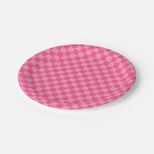 Heet Roze Licht Roze Checker Patroon Papieren Bordje (Gekanteld)