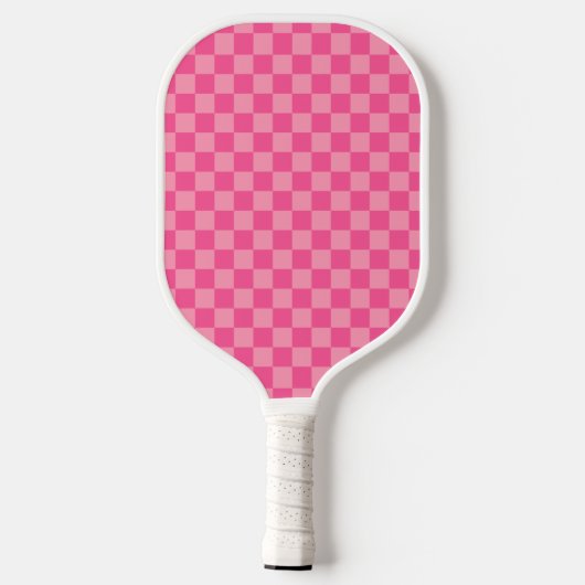 Heet Roze Licht Roze Checker Patroon Pickleball Paddle (Achterkant)