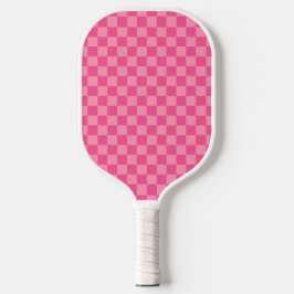 Heet Roze Licht Roze Checker Patroon Pickleball Paddle