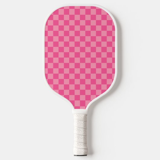 Heet Roze Licht Roze Checker Patroon Pickleball Paddle (Voorkant)