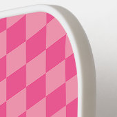 Heet Roze Licht Roze Checker Patroon Pickleball Paddle (Links Detail)
