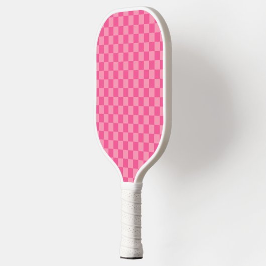 Heet Roze Licht Roze Checker Patroon Pickleball Paddle (Links)