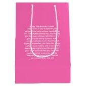 Heet Roze Lief 16 Gelukkige Verjaardagsnaam Medium Cadeauzakje (Achterkant)