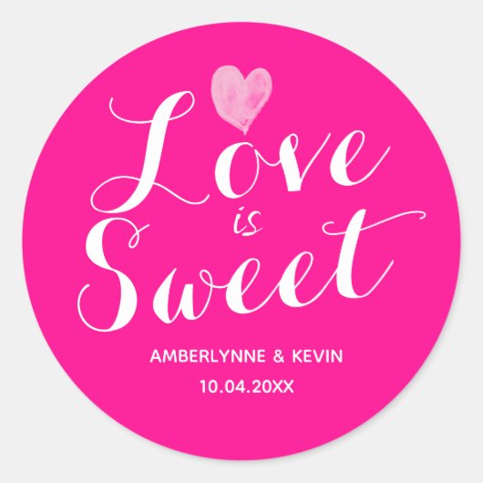 Heet Roze Liefde is Zoet Klassieke Ronde Sticker (Voorkant)