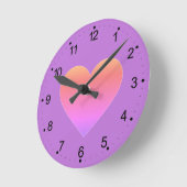 Heet roze liefdeshart ronde klok (Hoek)