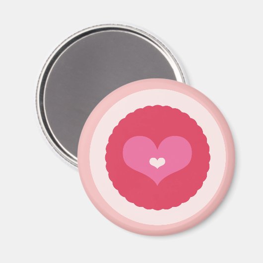 Heet Roze Liefje Liefde Scalloped Valentijnsdag Magneet (Voorkant / Achterkant)