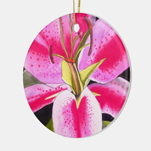 Heet-Roze liembloem waterverf pop Keramisch Ornament (Links)