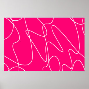 Heet roze lijnkunst poster
